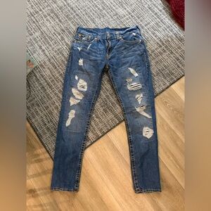 True Religion Ripped Blue Skinny Jeans